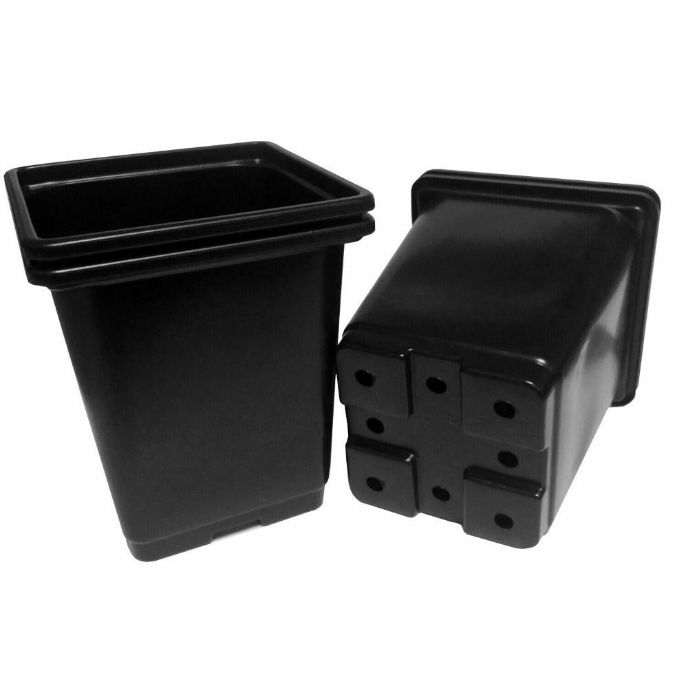 100 x 9cm Square Plant Pots Black Plastic (Recycled)